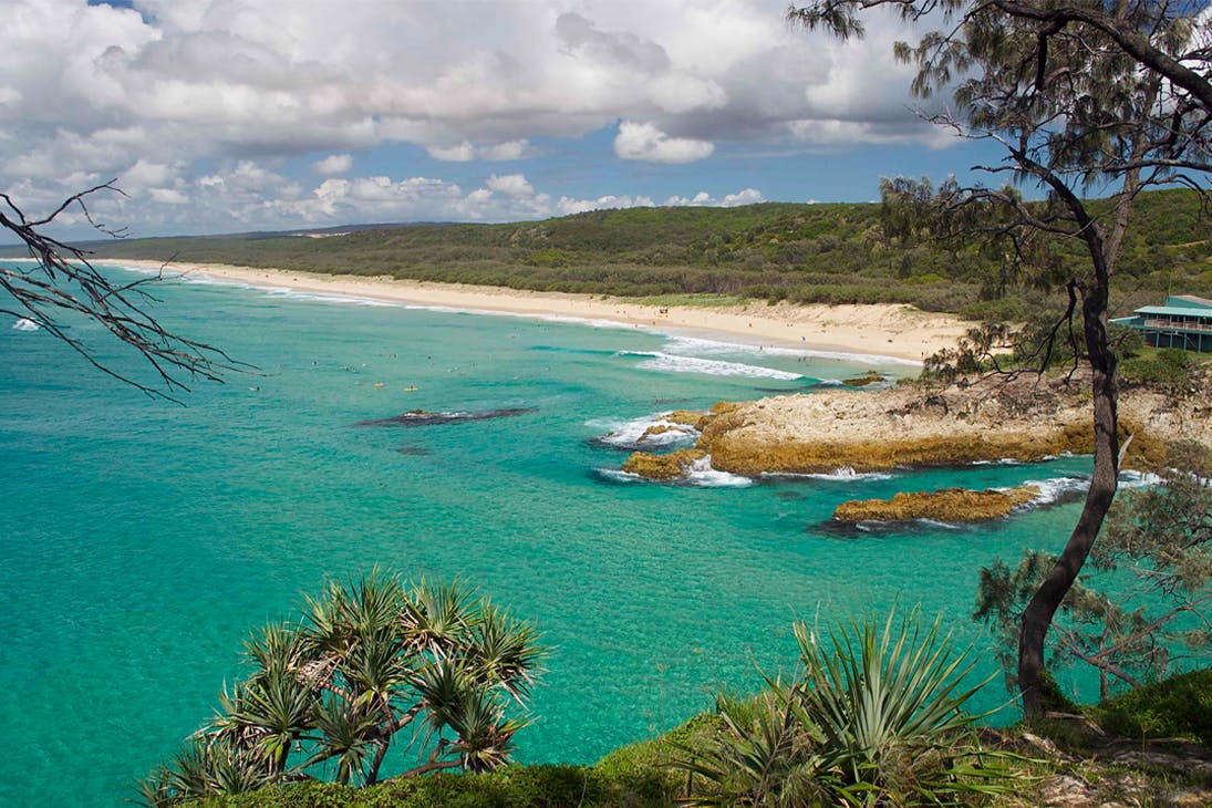 The beach on Stradbroke island, seen from a lookout